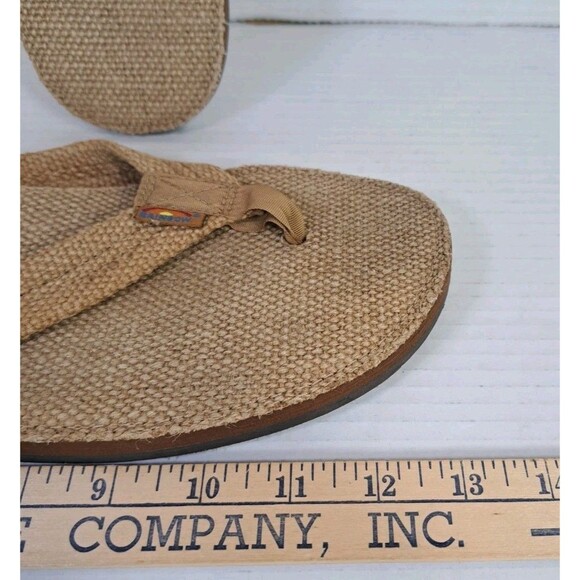 Men’s Rainbow Sandals XXXL 13.5-15 Hemp Brown Wide Strap Single Layer Flip Flops - Picture 3 of 8
